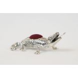 Sterling silver alligator pincushion