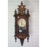 Victorian Walnut Cased Hanging Wall Clock, 78cm high