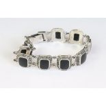 Silver agate and marcasite bracelet