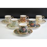Set of Six William Morris design Coffee Cans and Saucers produced for the V&A museum by Nikko