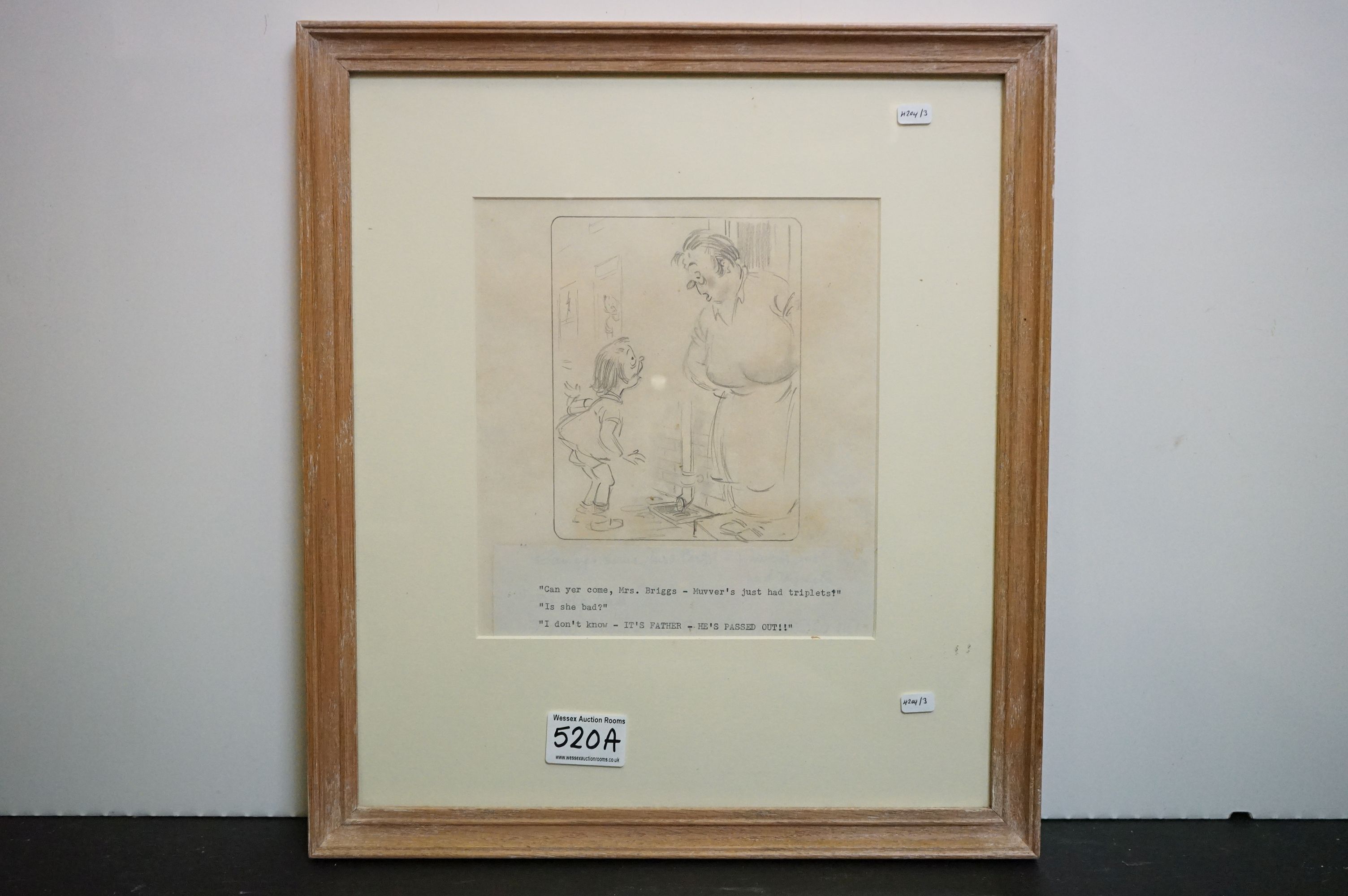 Bamford artist Donald Fraser Gould McGill (1875-1962), an original pencil cartoon study ' Can yer
