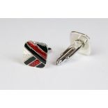 Pair of silver and enamel set cufflinks