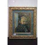 Oil on canvas, a head and shoulder portrait of a bearded man, approx. 36cm x 27cm