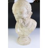 Contemporary Plaster Bust of the Head and Shoulders of a Man, 53cm high