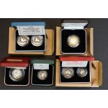 A collection of fiver Royal Mint United Kingdom silver proof coin sets to include the 1992 Ten pence