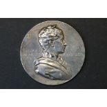 A 19th century 1898 Luise Grossher-Zogin Von Baden white metal commemorative medallion.