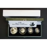 A Royal Mint 1998 silver proof Britannia coin collection containing four silver proof coins to