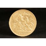 A United Kingdom King Edward VII gold half sovereign coin dated 1907.