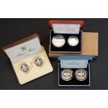 A collection of three Royal Mint United Kingdom silver proof coin sets to include 1989 £2 silver