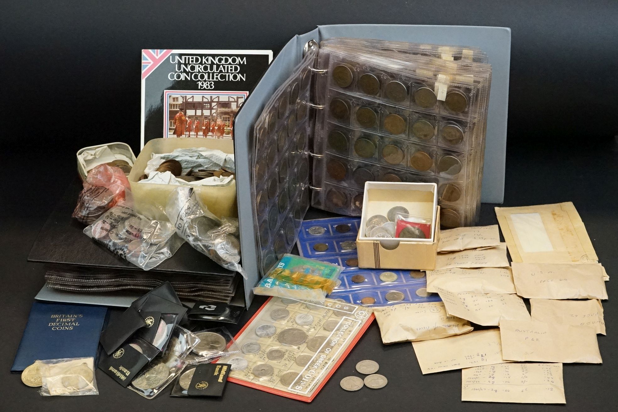A large collection of mainly British pre decimal silver coins together with foreign coins,