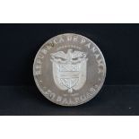 A Republic of Panama 1973 20 Balboas sterling silver coin, approx 129g.