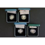 A collection of four Royal Mint United Kingdom silver proof £1 one pound coins to include 1996,
