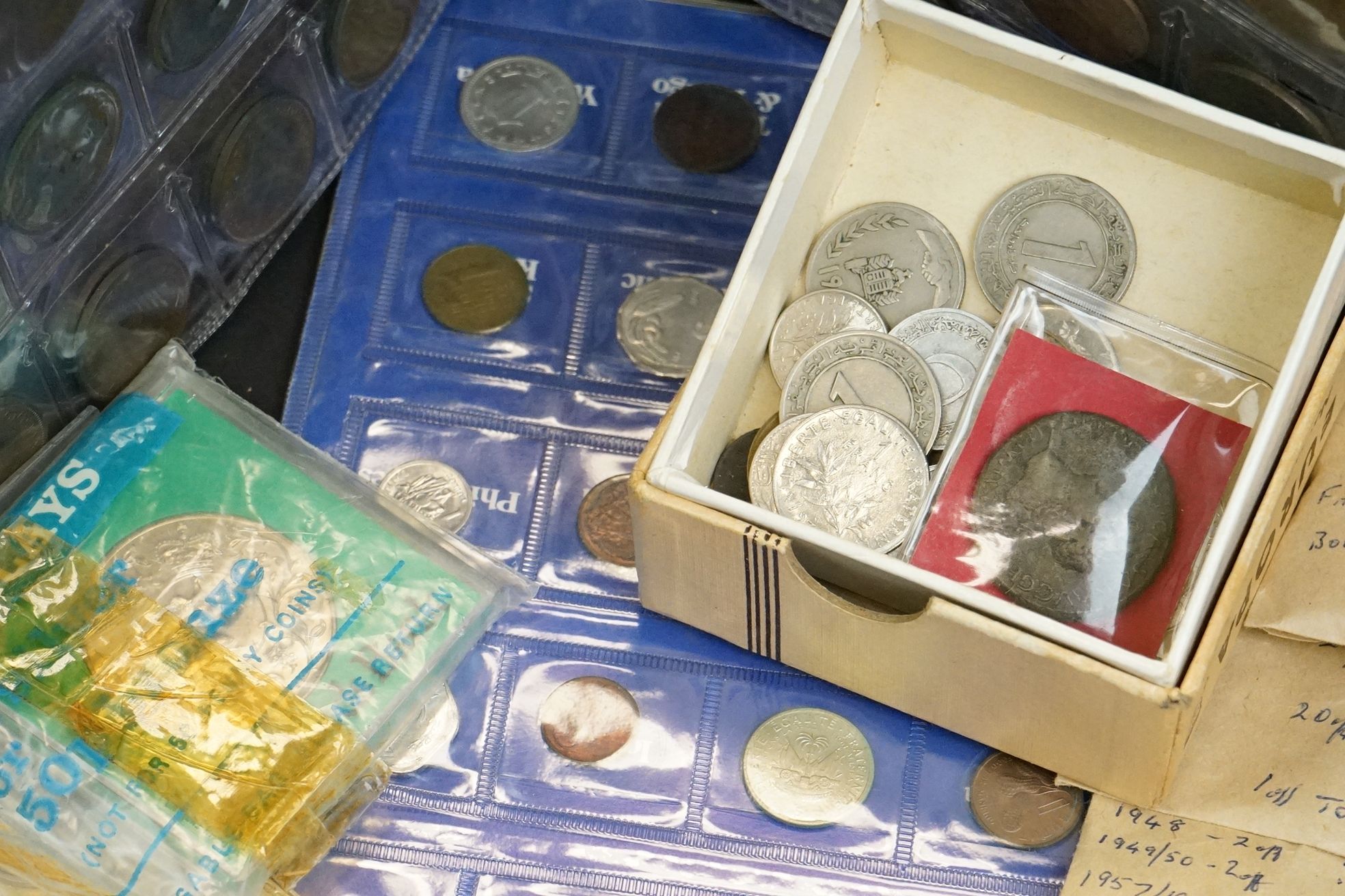A large collection of mainly British pre decimal silver coins together with foreign coins, - Image 3 of 8