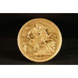 A United Kingdom Queen Victoria gold full sovereign coin dated 1898 with Sydney mint mark.