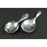 Silver caddy spoon, plain polished fig bowl, makers Thomas Bradbury & Sons, 1927; together with a