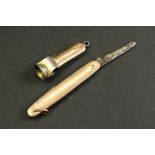 9ct rose gold cased folding penknife together with a 9ct rose gold cased cigar cutter (2)