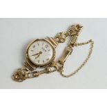 Avia 9ct gold cased ladies wristwatch with 9ct gold bracelet strap