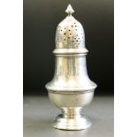 George V silver sugar caster, baluster form, stepped circular base, makers Harrods Ltd, London 1931,