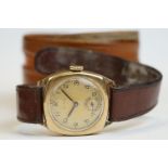 A vintage gents fully hallmarked 9ct gold cased Cyma wristwatch with sub second dial to 6pm.