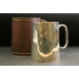 Victorian large silver mug, plain polished, gilt interior, makers Howard James, Birmingham 1879,