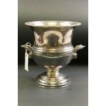 Georgian style silver plated wine / champagne cooler of classical twin handled trophy form of