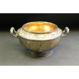 Austrian silver gilt twin handled sugar bowl with cast swag, fruit and garland decoration, makers