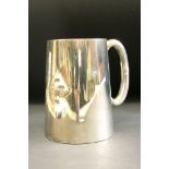 Victorian silver christening mug, tapered plain polished body, C handle, makers Walter & John