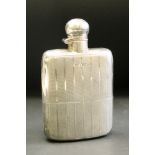 Silver hip flask, engine turned decoration to the case and cup, bayonet fastening, makers James