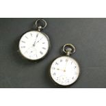 Two fully hallmarked sterling silver cased pocket watches, both with sub second dial to 6 o'clock,