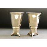 Pair of silver plated Italian fox mask stirrup cups, stamped Italy to the base, height approx