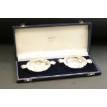 Pair of silver twin handled commemorative porringers, Queen Elizabeth II Golden Jubilee 1953-2002