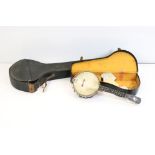 Cased ' The Whirle ' Ukulele Banjo ', 55cm long together with Five String Banjo, case a/f