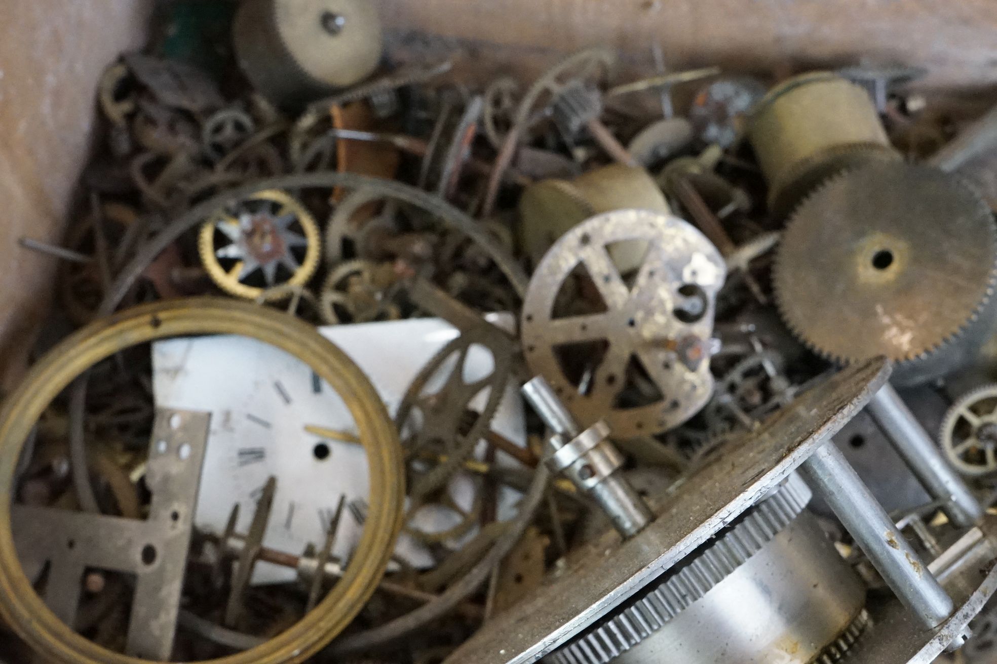Wooden tray of Clock Parts, Spares and Repairs - Image 9 of 12