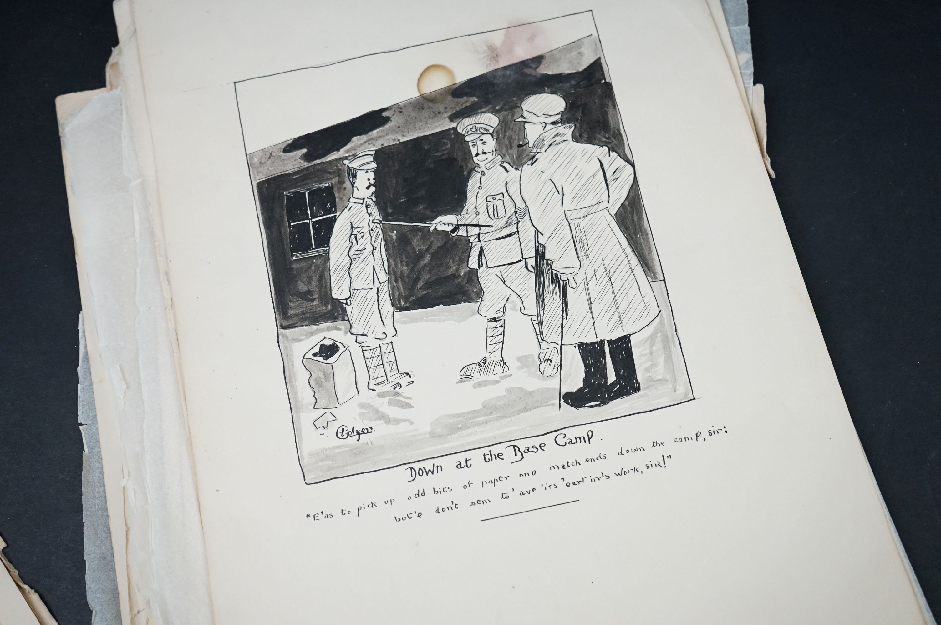 Approx. 20 WW1 related sketches, previously bound, to include Barnsfather - Image 6 of 6