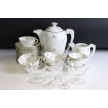 Art Deco Limoges part Coffee Set decorated with gilt flowers on a white ground comprising Coffee