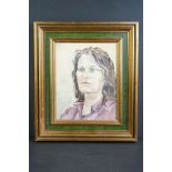 Hazel Bruce Dunlop (1911-2005) oil on board, portrait of a lady ' Rosemary, ' label on verso