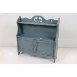 Wall hanging shelf with doors below, 58cm wide x 58cm high