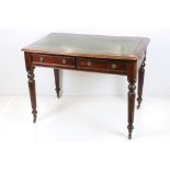 William IV / Early Victorian Mahogany Writing Desk or Table, the green leather inset top over two