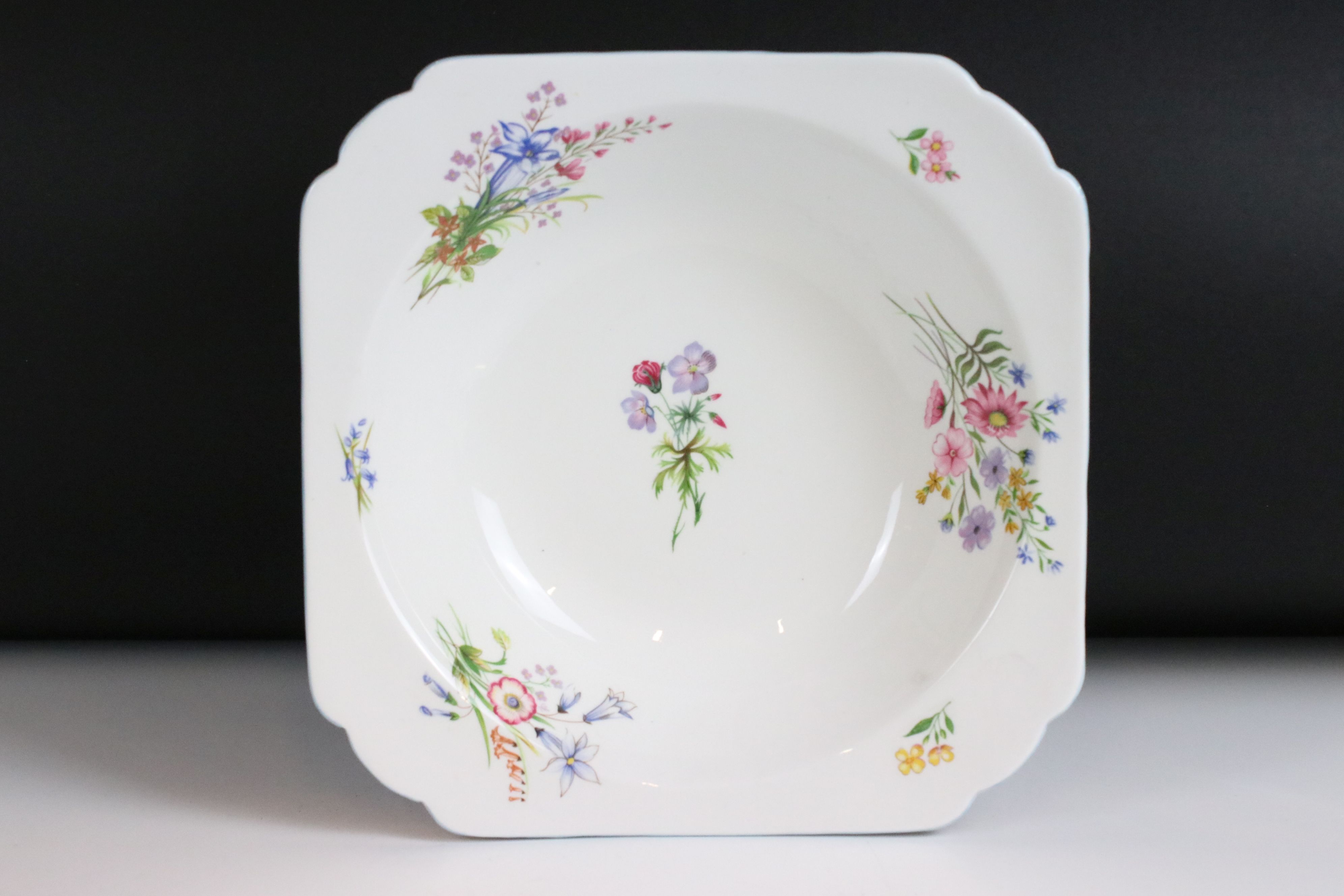 Shelley ' Wild Flowers ' Ware, pattern no. 13668, comprising Dessert Set of Six Bowls and a - Image 2 of 11