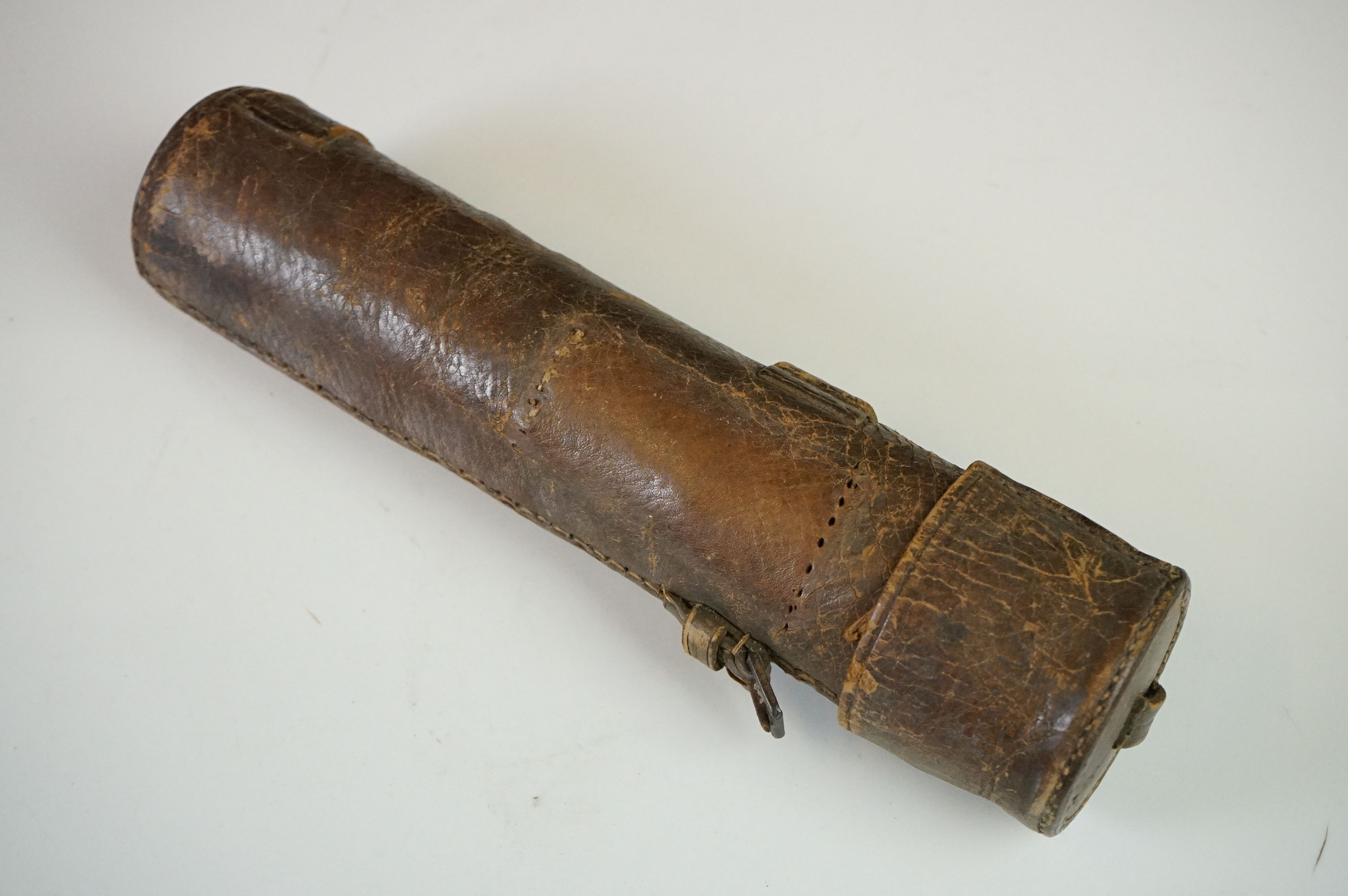 19th century Dolland of London Three Drawer Brass and Mahogany Telescope in Leather Case - Image 6 of 6