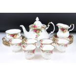 Royal Albert ' Old Country Roses ' pattern tea set for six, to include teapot & cover, 6 teacups,