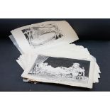 Approx. 20 WW1 related sketches, previously bound, to include Barnsfather