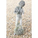 Garden Statue of Pan with lead flute, 76cm high