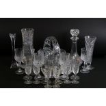Set of Six Waterford Crystal Liqueur Glasses together with Two Trays of Mixed Glass ware including