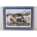 K W Davies Signed Limited Edition Print ' Colin McRae / Nicky Grist, Ford Focus WRC, 1999 Monte