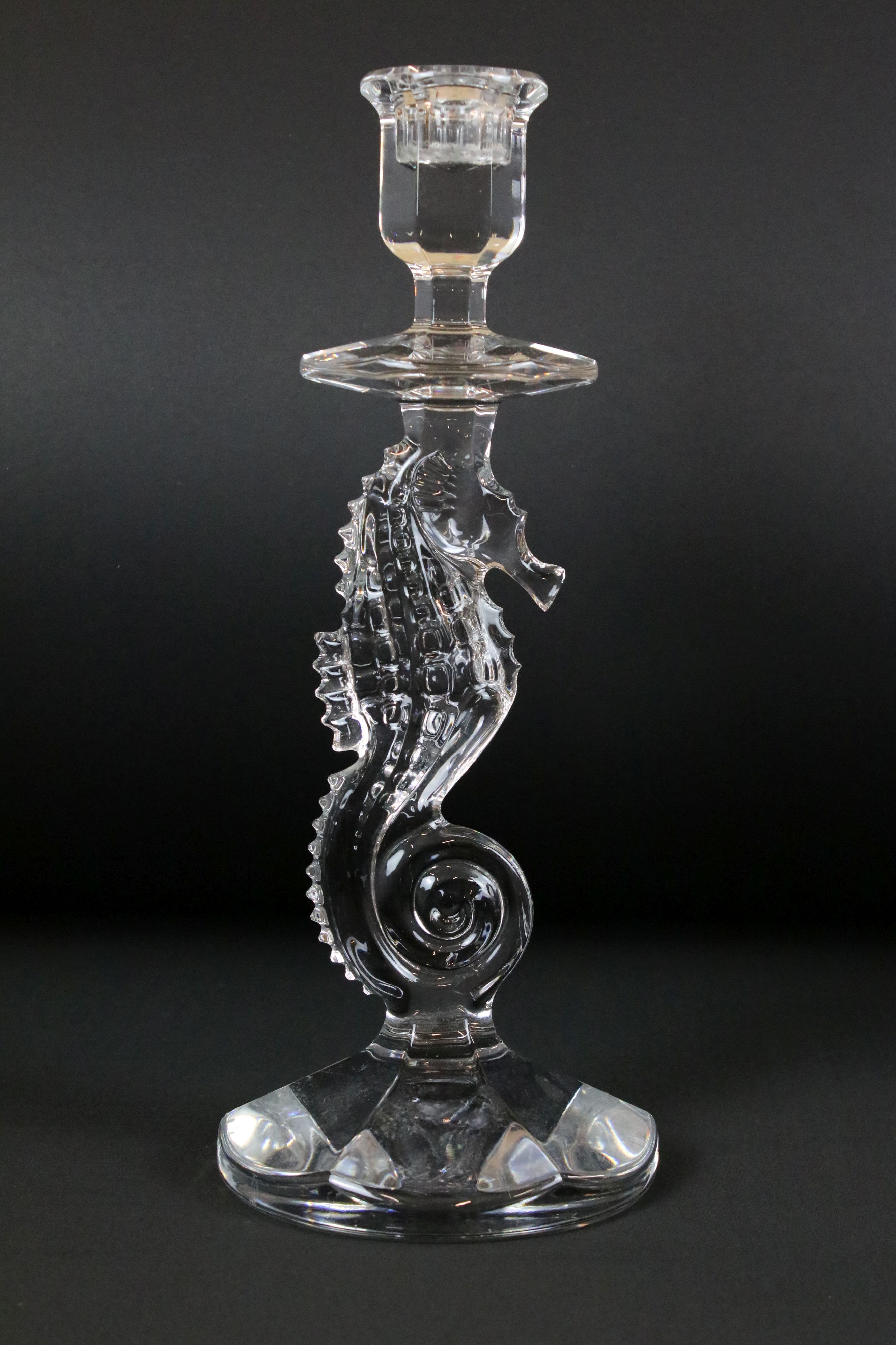 Pair of Waterford Crystal Glass Candlesticks in the form of Seahorses, etched marks to base, 29. - Image 2 of 6