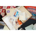 Box of stamps, loose and on letters, GB and World, with a few mint stamps and FDCs