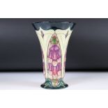 Moorcroft Pottery Vase decorated in the Foxglove pattern, impressed blue marks to base and signed in