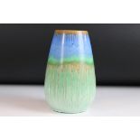 Shelley Harmony Drip Vase decorated in shades of blue, green and brown, impressed C27 to base,