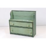 Pine painted two drawer wall shelf, 40cm wide x 37cm high